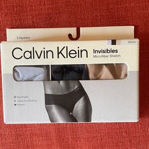NWT Calvin Klein Invisibles Microfiber Stretch Hipsters - Lilac, Black, Tan